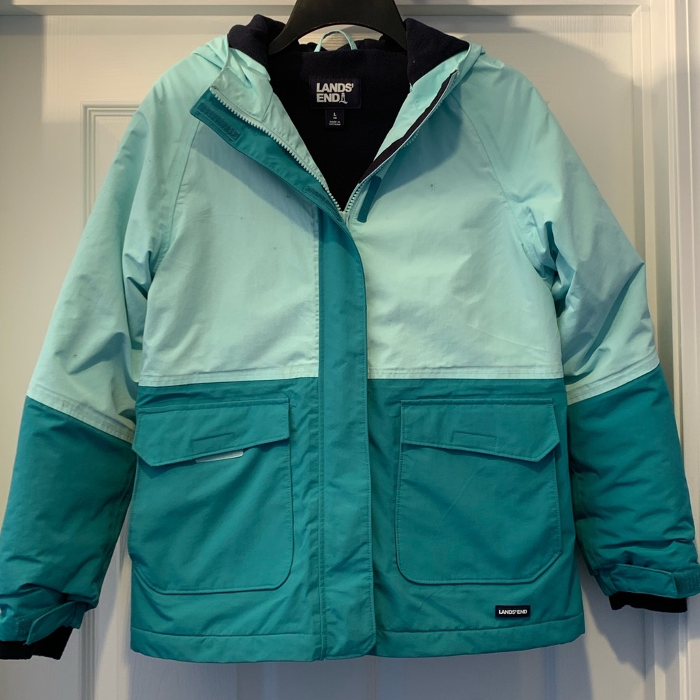 Lands’ End Kids Squall Fleece Lined Waterproof Insulated Jacket- size L (14)